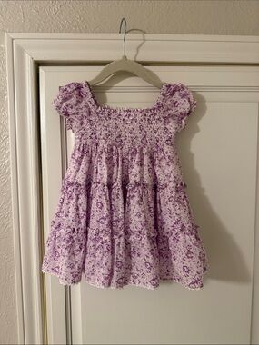 Janie and Jack Smocked Floral Dress - Lilac/Lavender Floral 6-12 month